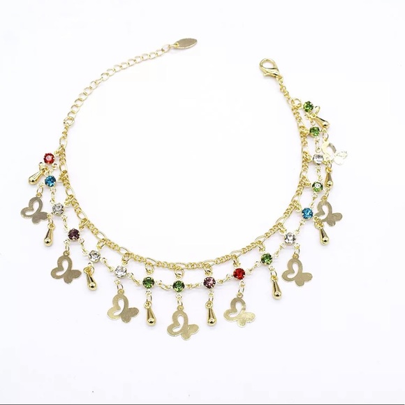 Multi colour butterfly anklet - Picture 3 of 3